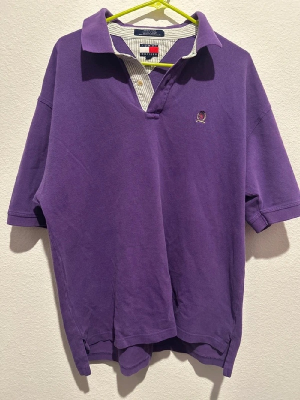 Vintage 90s Tommy Hilfiger Preppy Purple 100% Cotton Polo Shirt Sz. XXL